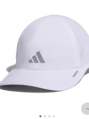 New adidas White Performance Superlite 3 Hat with Front reflective Logo